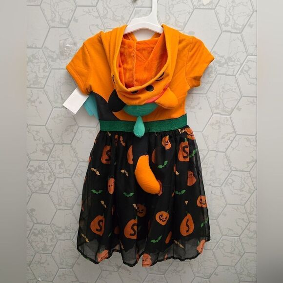 New Squishmallows Girls Kids Halloween Dress with Hood Orange Black - Picture 11 of 12
